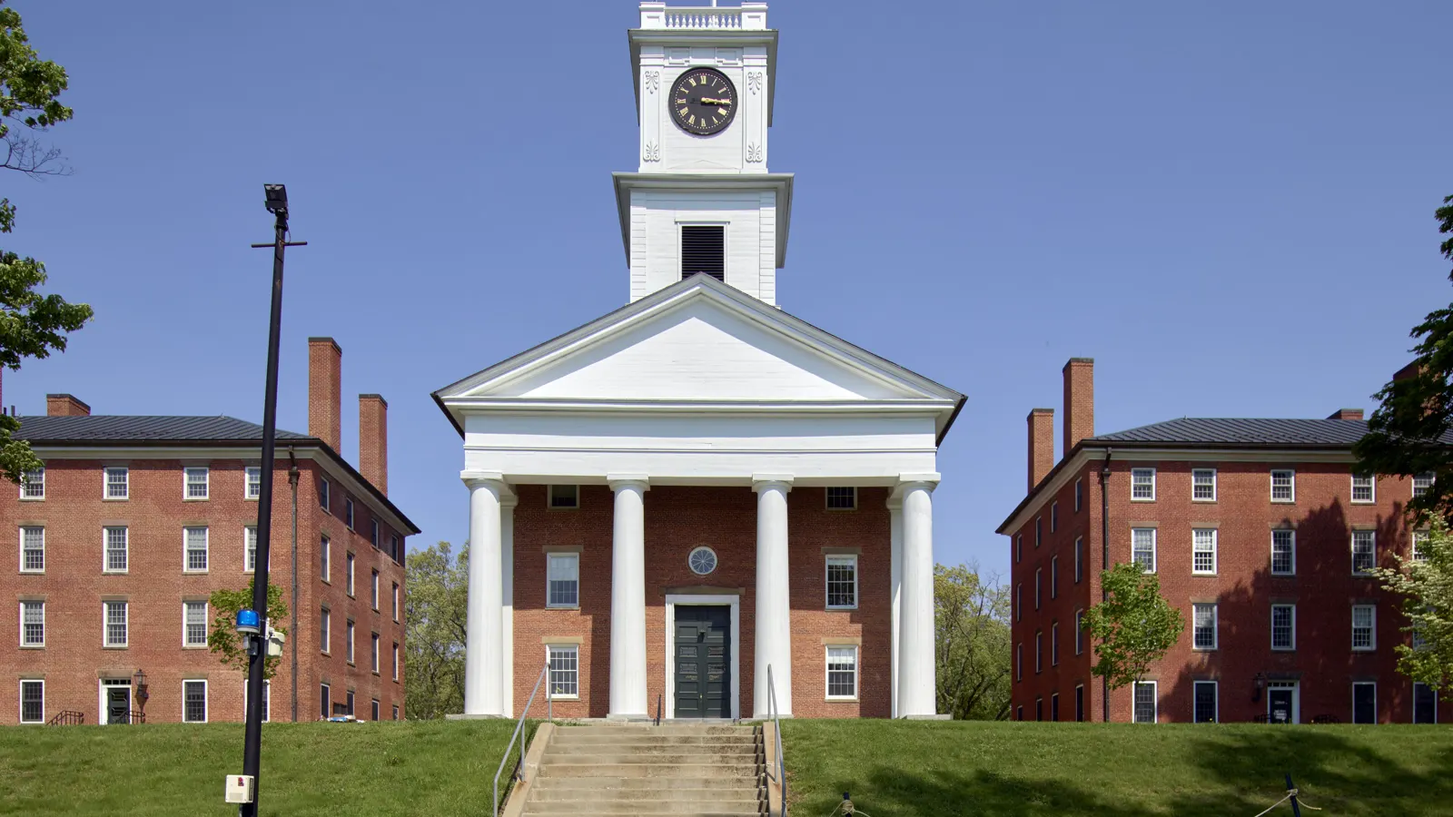 Johnson Chapel, built in 1827, on the main quad at Amherst College in Amherst, Massachusetts