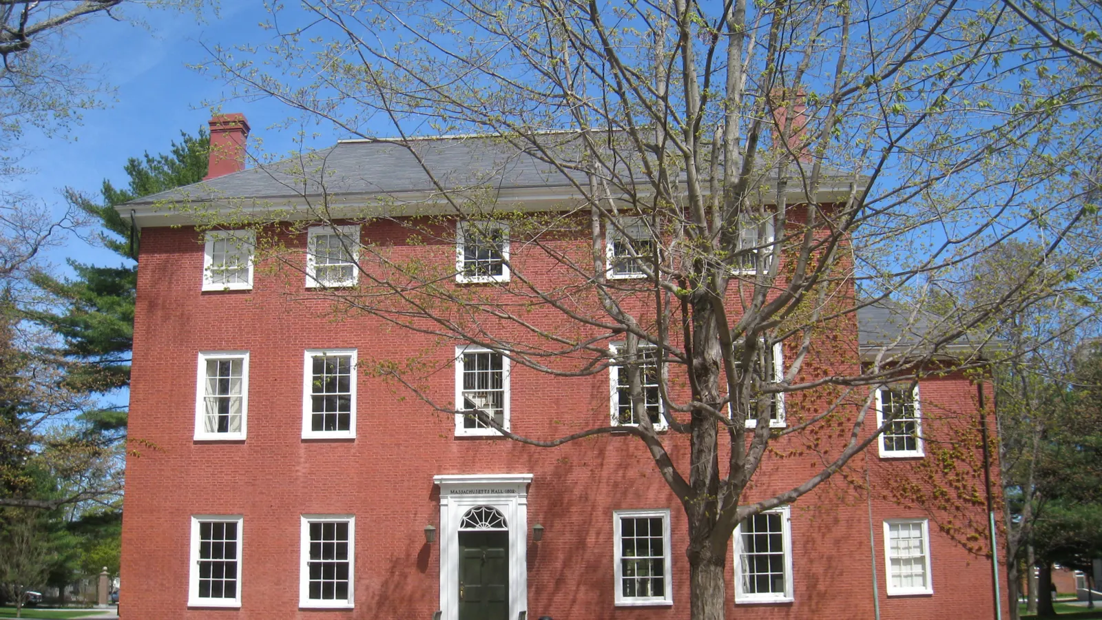 Massachusetts Hall, the oldest building at Bowdoin College in Brunswick, Maine