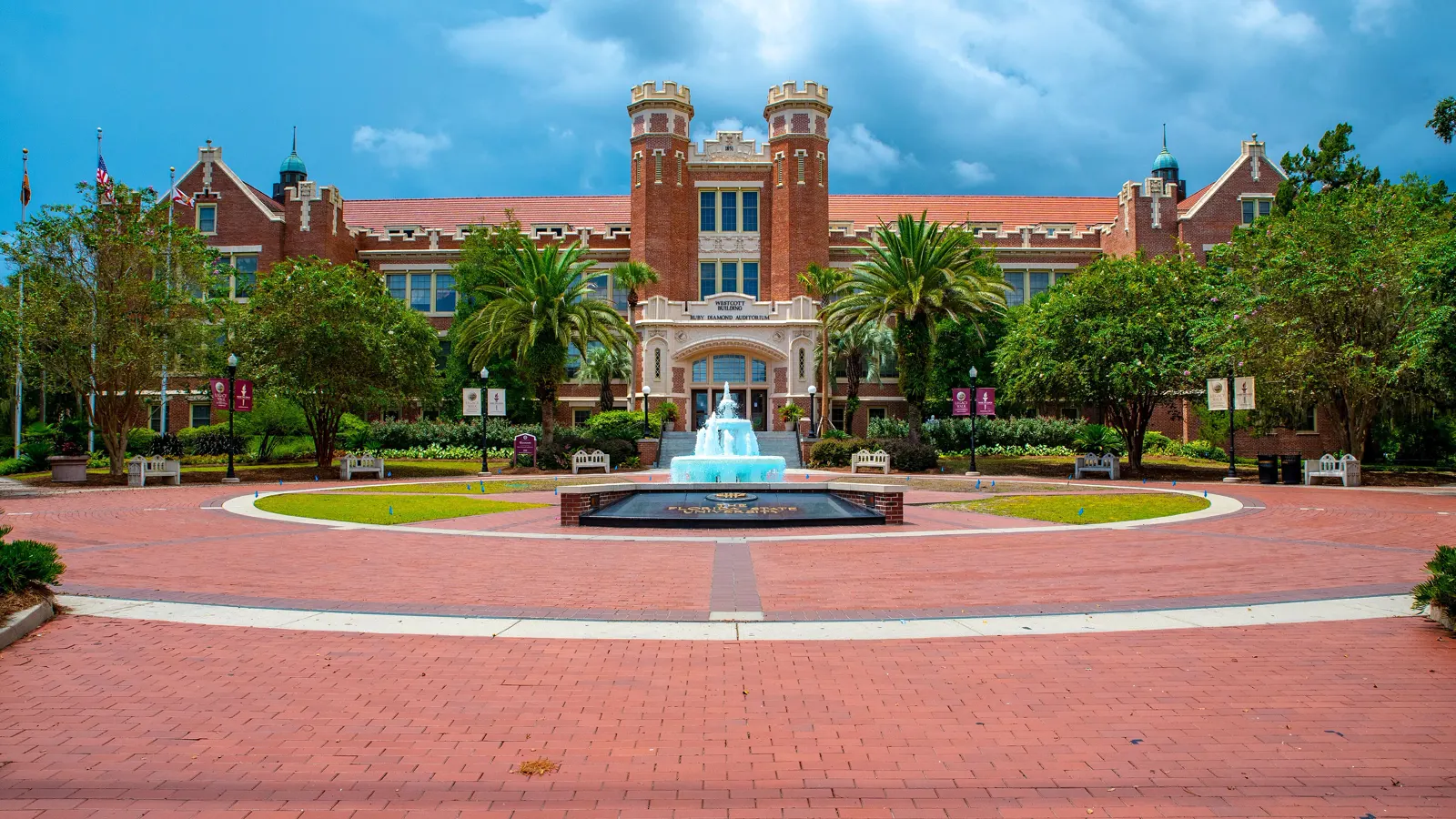 The Westcott Building and its fountain at Florida State University in Tallahassee, Florida