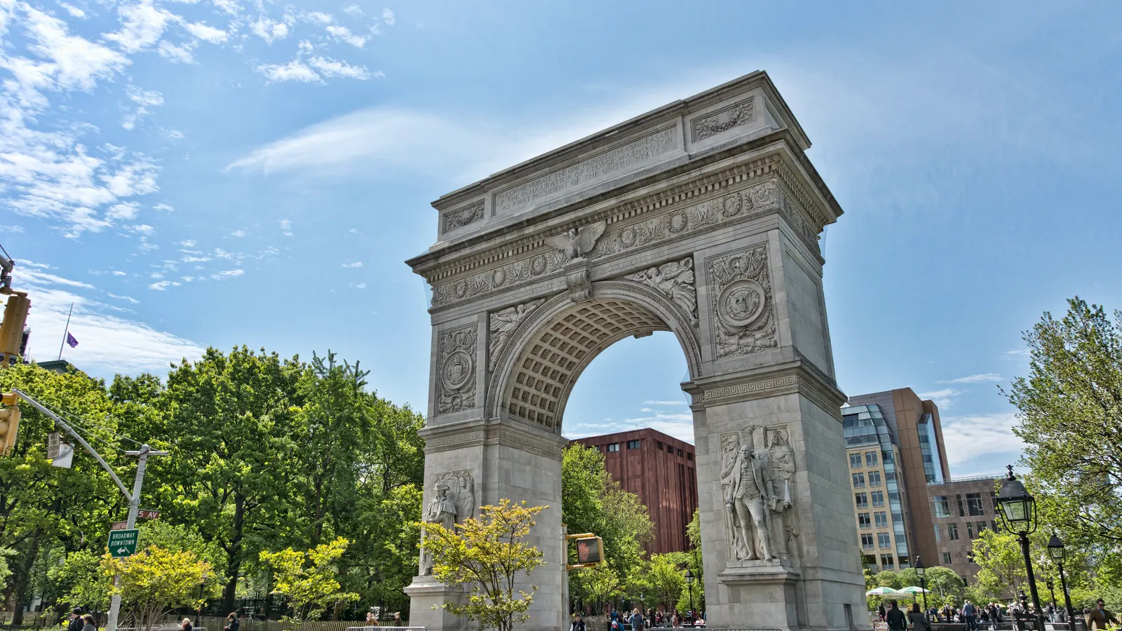 Washington Square Arch in Washington Square Park, beside NYU's campus in New York