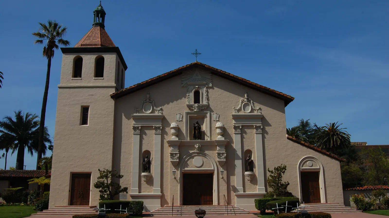Mission Santa Clara de Asis, the mission church at the center of the Santa Clara University campus in Santa Clara, California