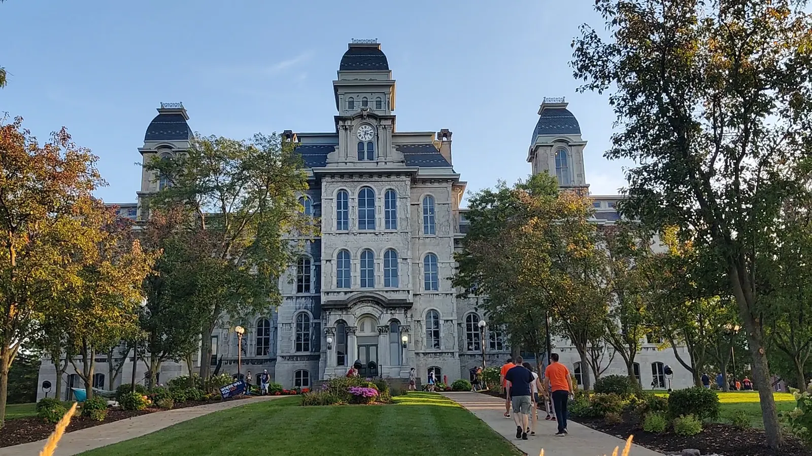 The Hall of Languages and its clock tower at Syracuse University in Syracuse, New York