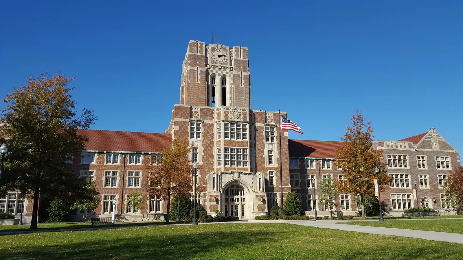 Ayres Hall and its clock tower on The Hill at the University of Tennessee in Knoxville, Tennessee