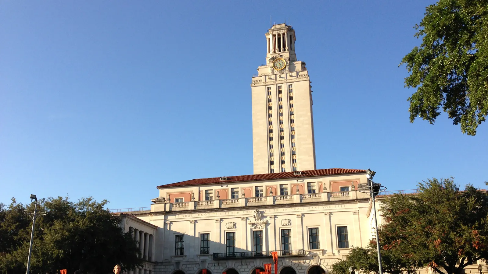 The Main Building and UT Tower seen from the South Mall at the University of Texas at Austin